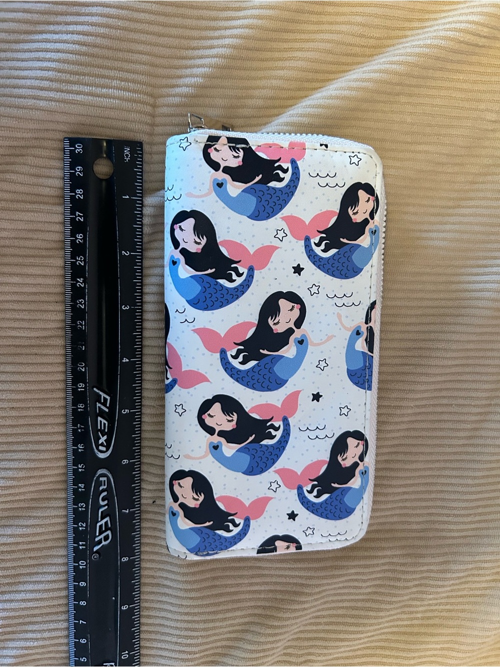 Source Unknown White Mermaid Print Zip Wallet